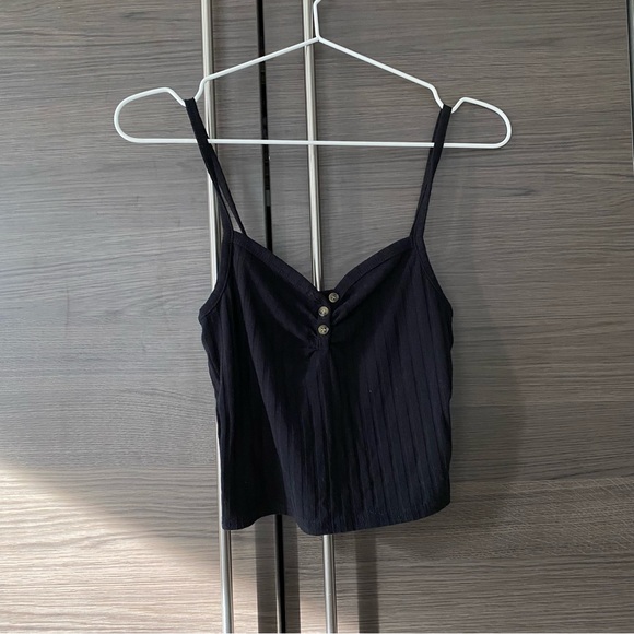 Topshop Black Tank with Buttons - Picture 2 of 5